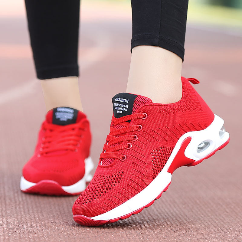 Damen nan leichte Strick-Fitnesssneaker mit sichtbarer Luftkammer-Dämpfung und viskoelastischer Innensohle R&B
