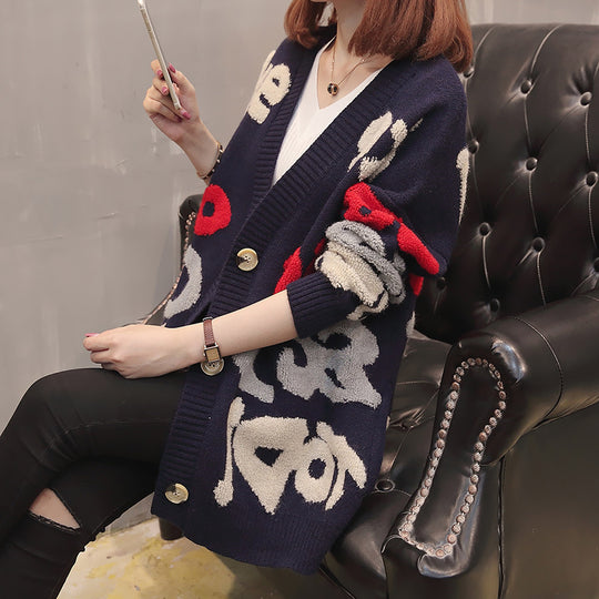 Damen Strickjacke mit buntem Grafikdesign und komfortabler Passform R&B