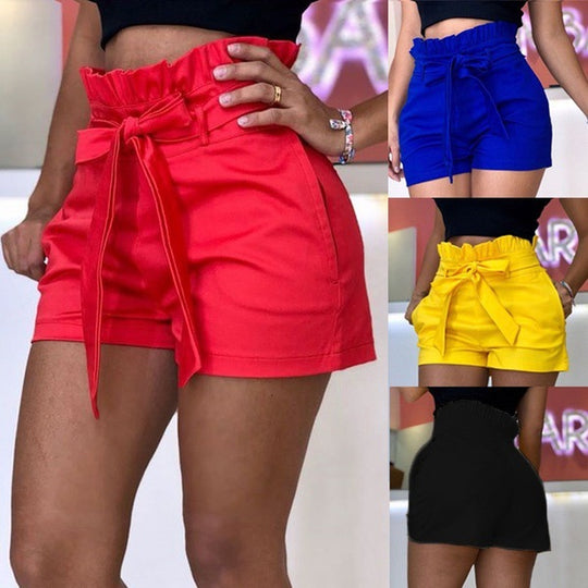 Damen Shorts mit hohem Bund und Bindegürtel R&B