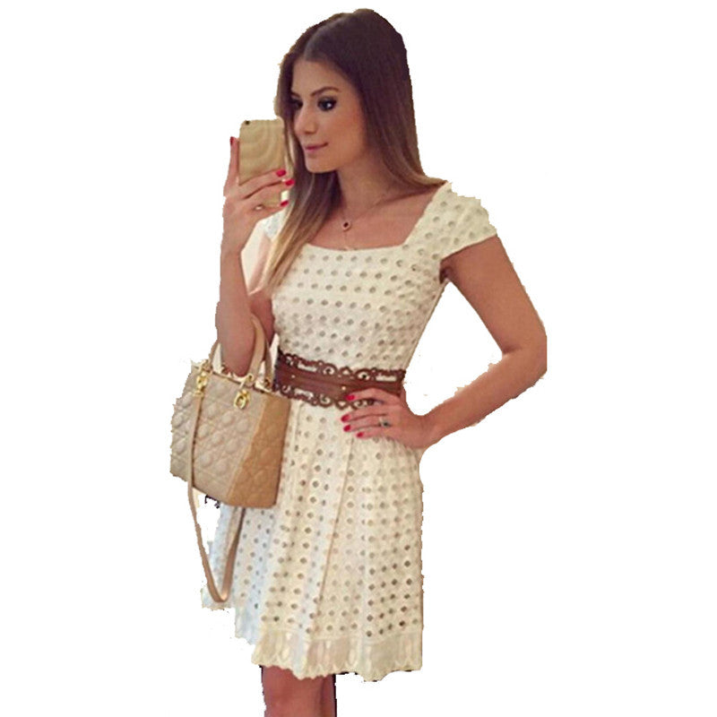 Damen Sommerliches Kleid mit ausgefallenem Strukturdesign und breitem Taillengürtel R&B