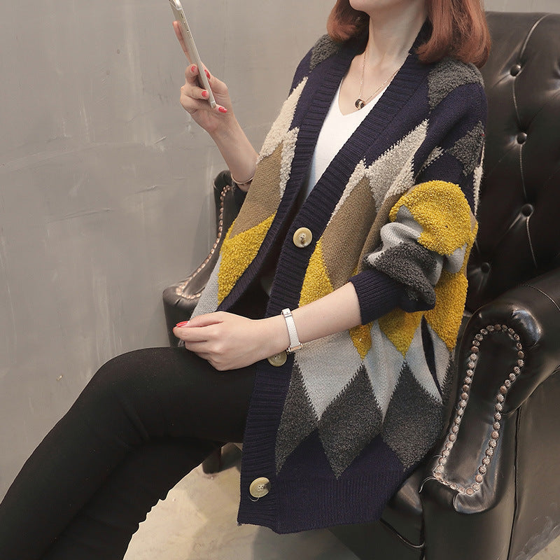 Damen Gemusterter Strickcardigan mit Knopfdetails und lässiger Passform R&B