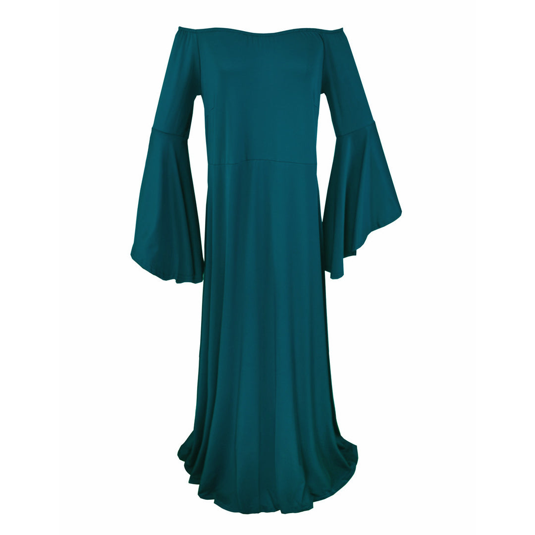 Damen Umstands-Maxikleid mit schulterfreiem Design und fließenden Ärmeln R&B