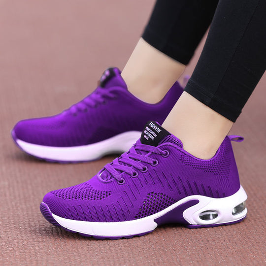 Damen nan leichte Strick-Fitnesssneaker mit sichtbarer Luftkammer-Dämpfung und viskoelastischer Innensohle R&B