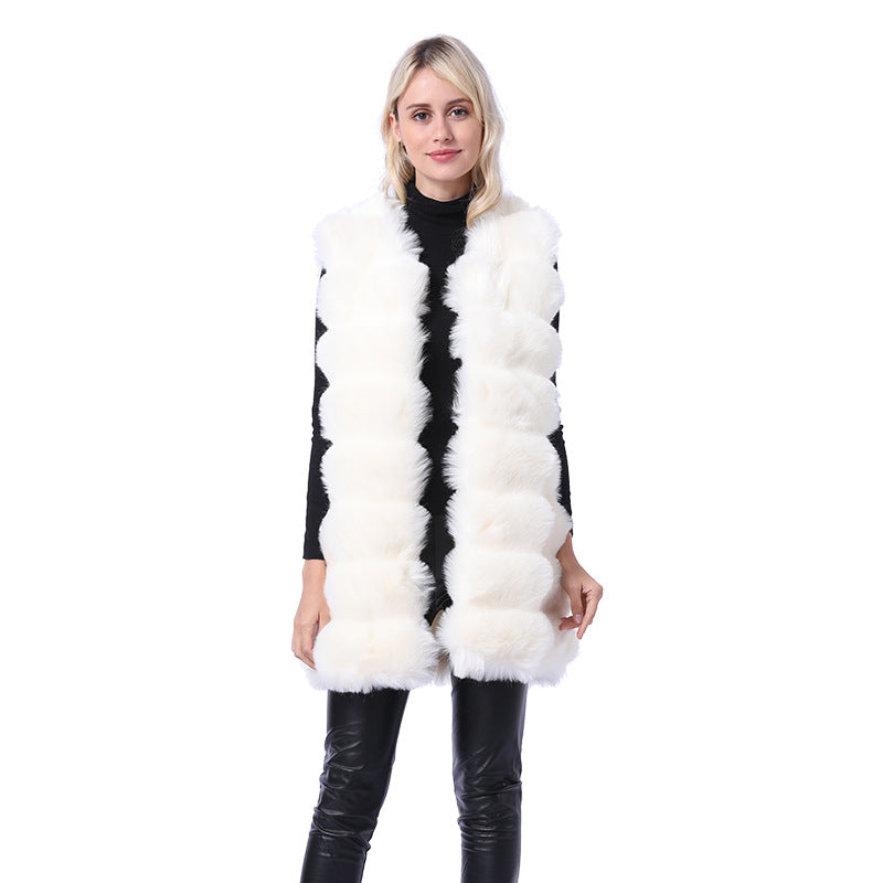 Damen Flauschige Kunstpelz-Weste mit strukturiertem Design und Taschen R&B