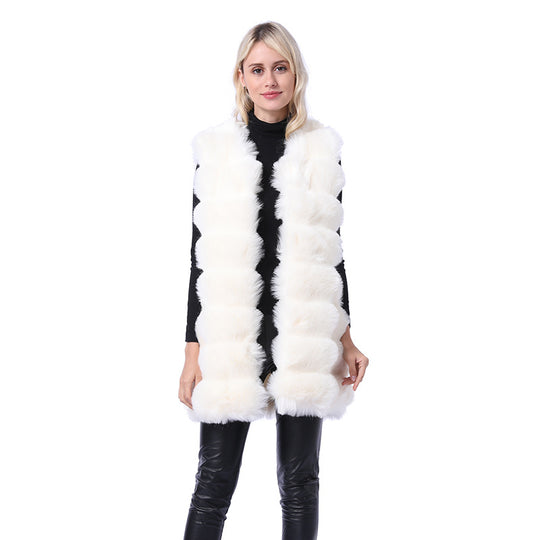 Damen Flauschige Kunstpelz-Weste mit strukturiertem Design und Taschen R&B