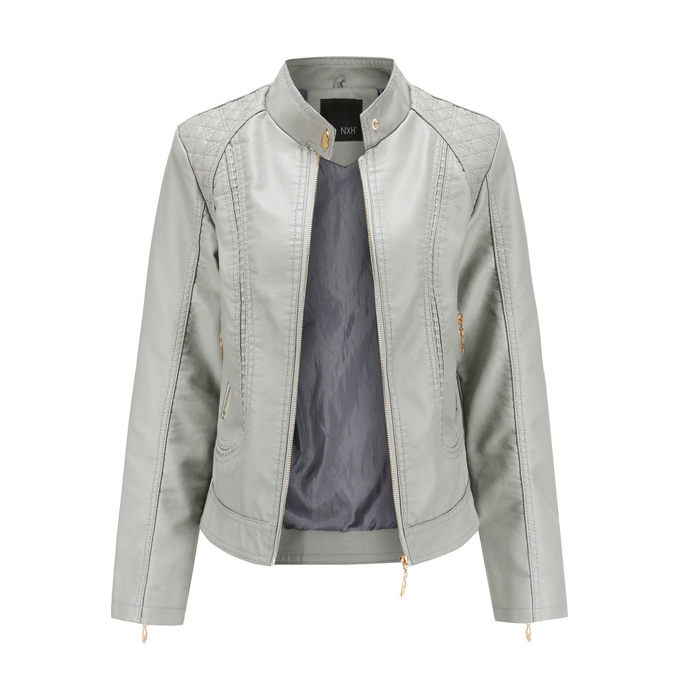 Damen Kunstlederjacke mit modischen Steppdetails R&B