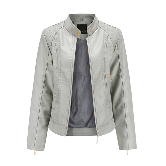 Damen Kunstlederjacke mit modischen Steppdetails R&B