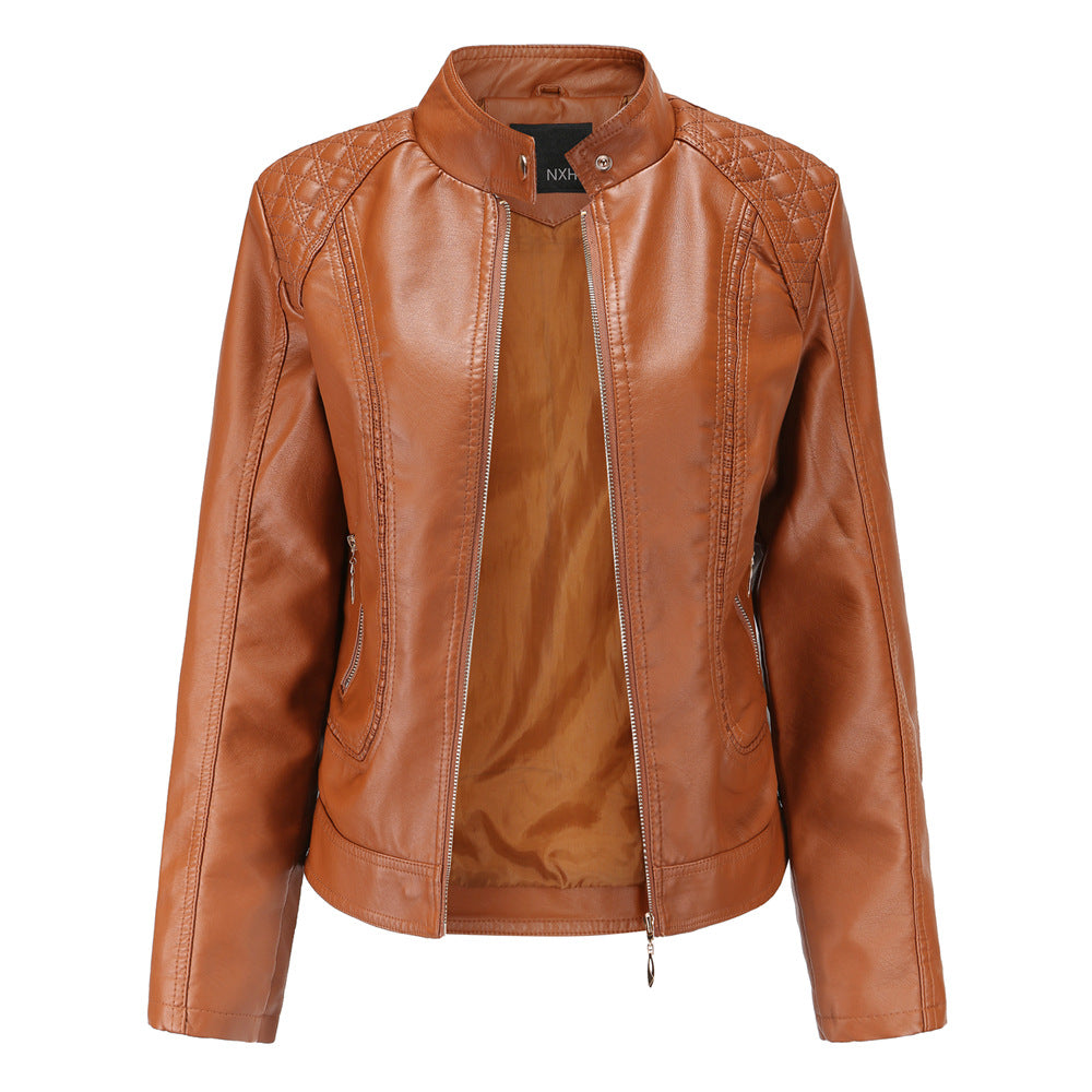 Damen Kunstlederjacke mit modischen Steppdetails