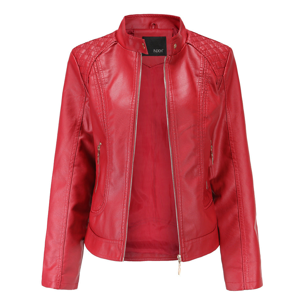 Damen Kunstlederjacke mit modischen Steppdetails R&B