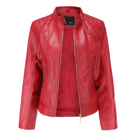 Damen Kunstlederjacke mit modischen Steppdetails R&B