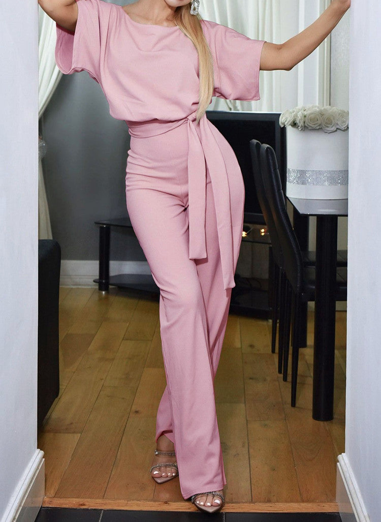 Damen lässiger Zweiteiler mit elegantem Taillengürtel R&B