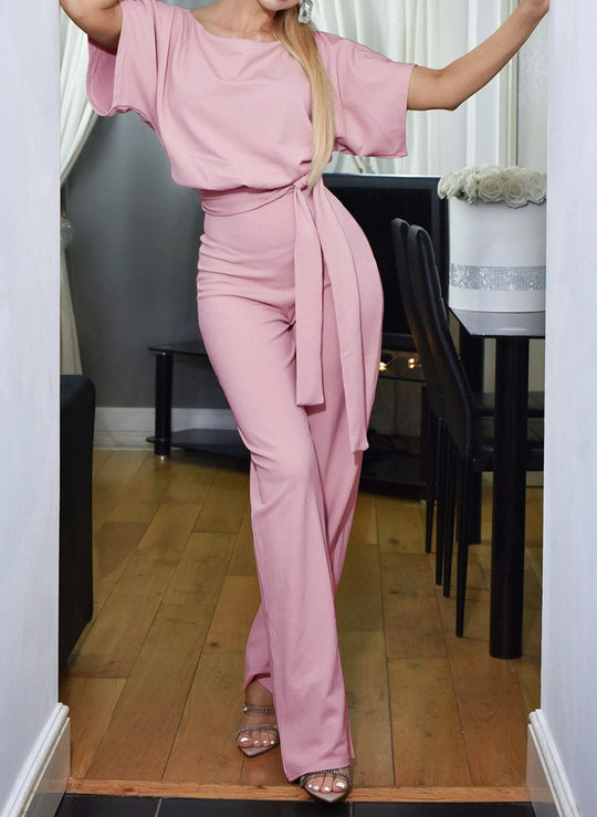 Damen lässiger Zweiteiler mit elegantem Taillengürtel R&B
