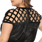Damen Figurgünstiges Samtkleid mit einzigartigem Netzdesign R&B
