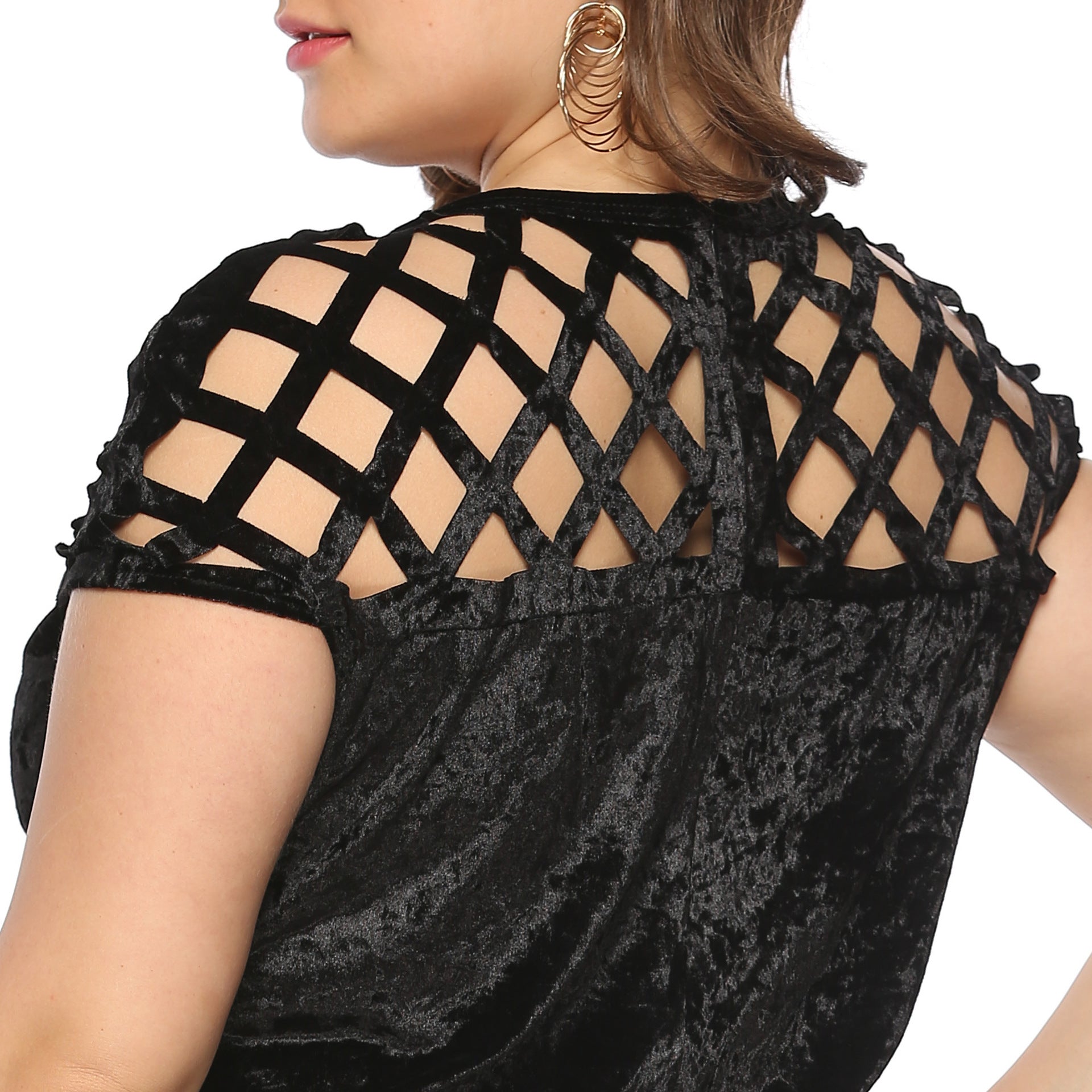 Damen Figurgünstiges Samtkleid mit einzigartigem Netzdesign R&B