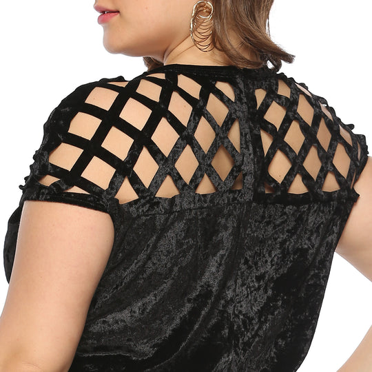 Damen Figurgünstiges Samtkleid mit einzigartigem Netzdesign R&B