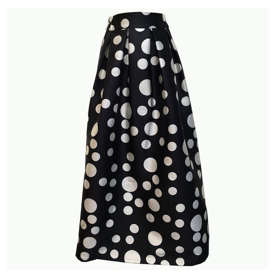Damen Tellerrock mit großflächigem Polka-Dot-Muster R&B