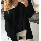 Damen lässiger Oversized Pullover mit asymmetrischem Schnitt und tiefem Rundhalsausschnitt