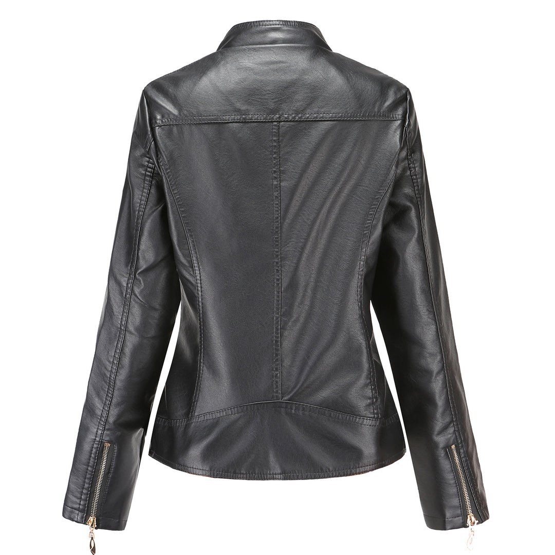 Damen Kunstlederjacke mit modischen Steppdetails R&B