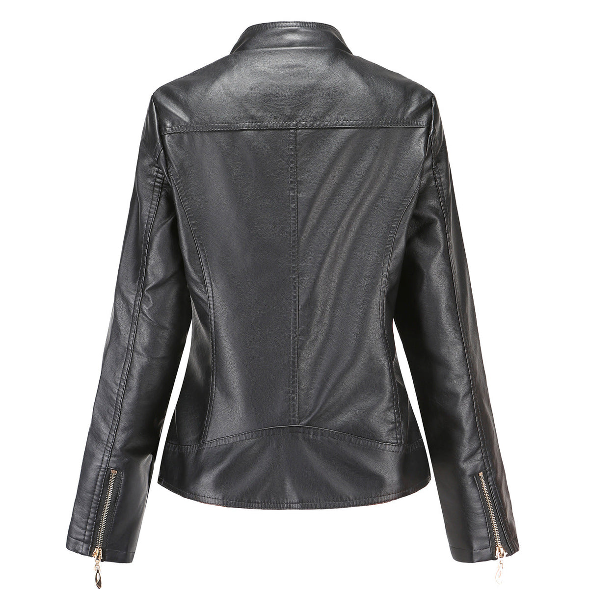 Damen nan taillierte Kunstleder Bikerjacke mit Stehkragen und gesteppter Schulterpartie R&B