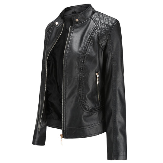 Damen Kunstlederjacke mit modischen Steppdetails R&B
