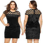 Damen Figurgünstiges Samtkleid mit einzigartigem Netzdesign R&B