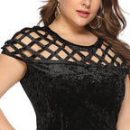 Damen Figurgünstiges Samtkleid mit einzigartigem Netzdesign R&B