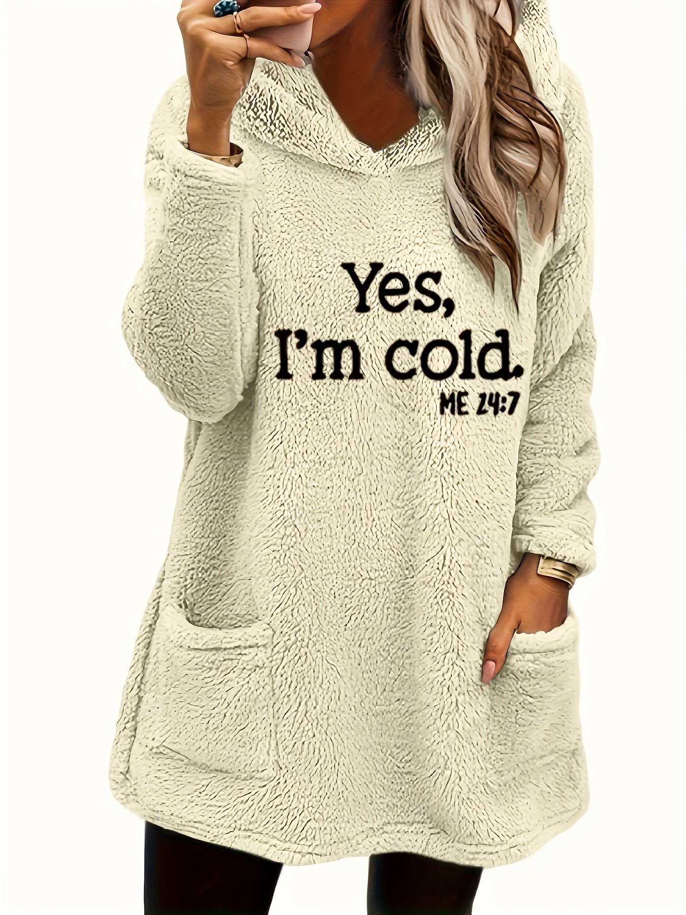 R&B | Langer Hoodie mit Print Fleece Wärme und Komfort