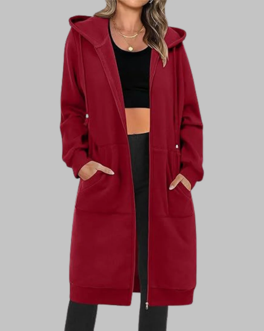 R&B | Lässige Zip-Up Übergroße Lange Jacke