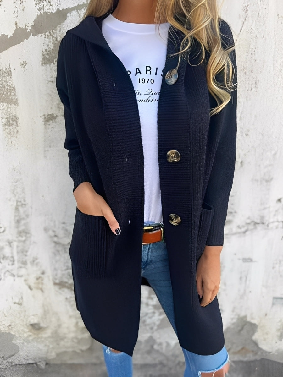 R&B | Lässiger langer Cardigan mit Kapuze für Damen