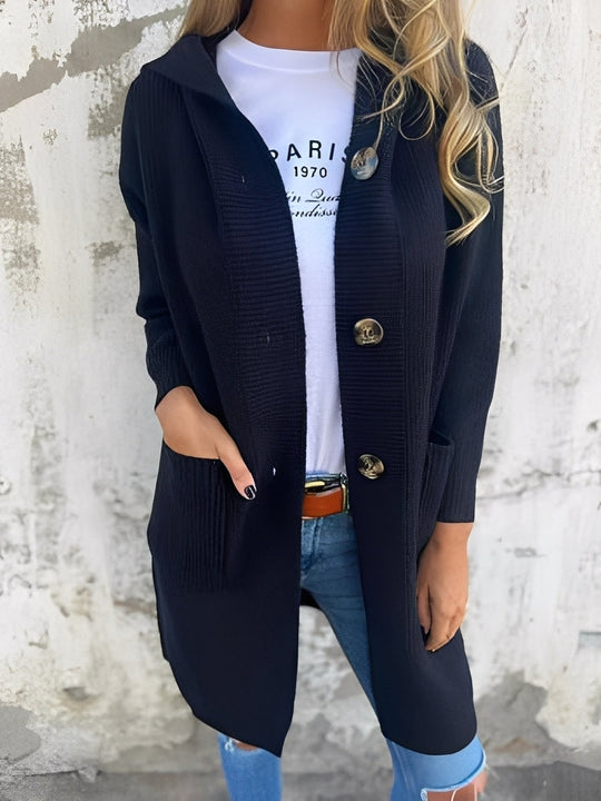 R&B | Lässiger langer Cardigan mit Kapuze für Damen