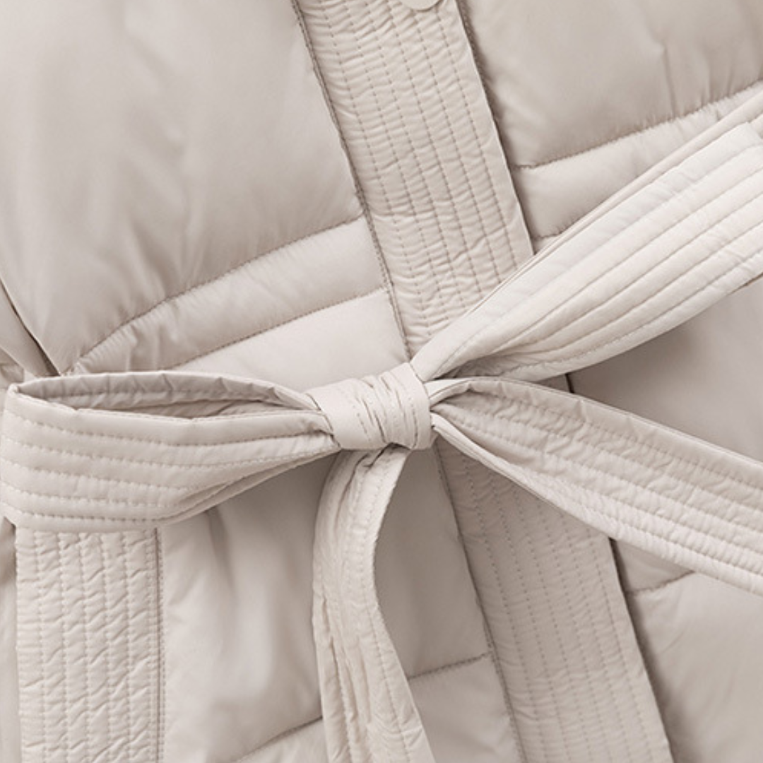 R&B | Damen Pufferjacke mit Kapuze und Gürtel