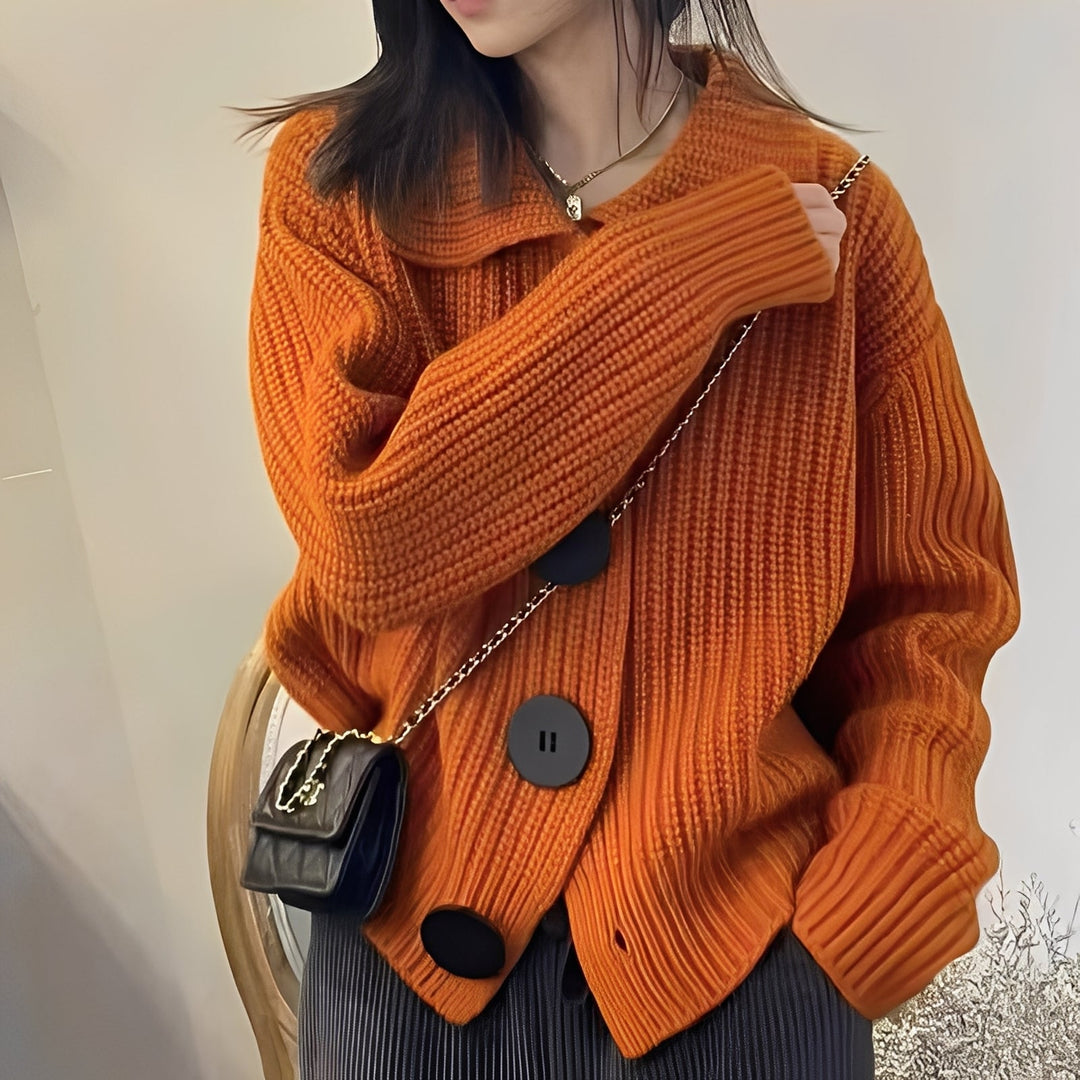 R&B | modischer Cardigan mit großen Knöpfen für Frauen