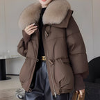 R&B | eleganter Windbreaker Daunenjacke mit Pelzkragen für Frauen