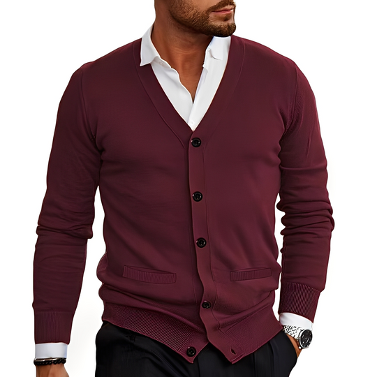 R&B | Eleganter Cardigan mit Knopfblende für Herren