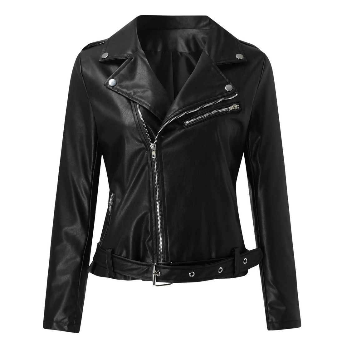 R&B | jacke Damen Biker Modell mit Gürtel und Reißverschlussdetails