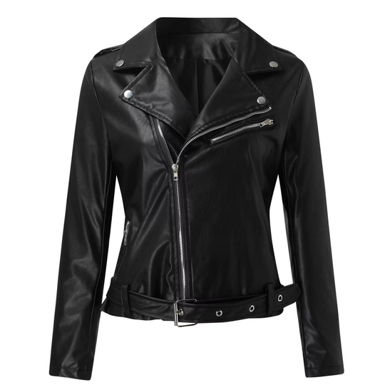 R&B | jacke Damen Biker Modell mit Gürtel und Reißverschlussdetails