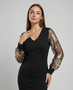 Schwarzes Blumen Mesh Midikleid | R&B