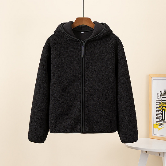 R&B | Kapuzenjacke mit Reißverschluss und Weichem Sherpa Stoff, Fleece Weste