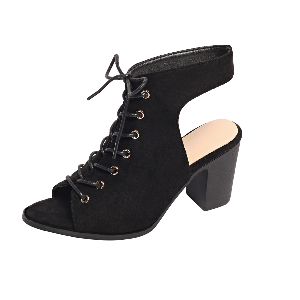 Schnür High Heel Sandalen mit Blockabsatz R&B