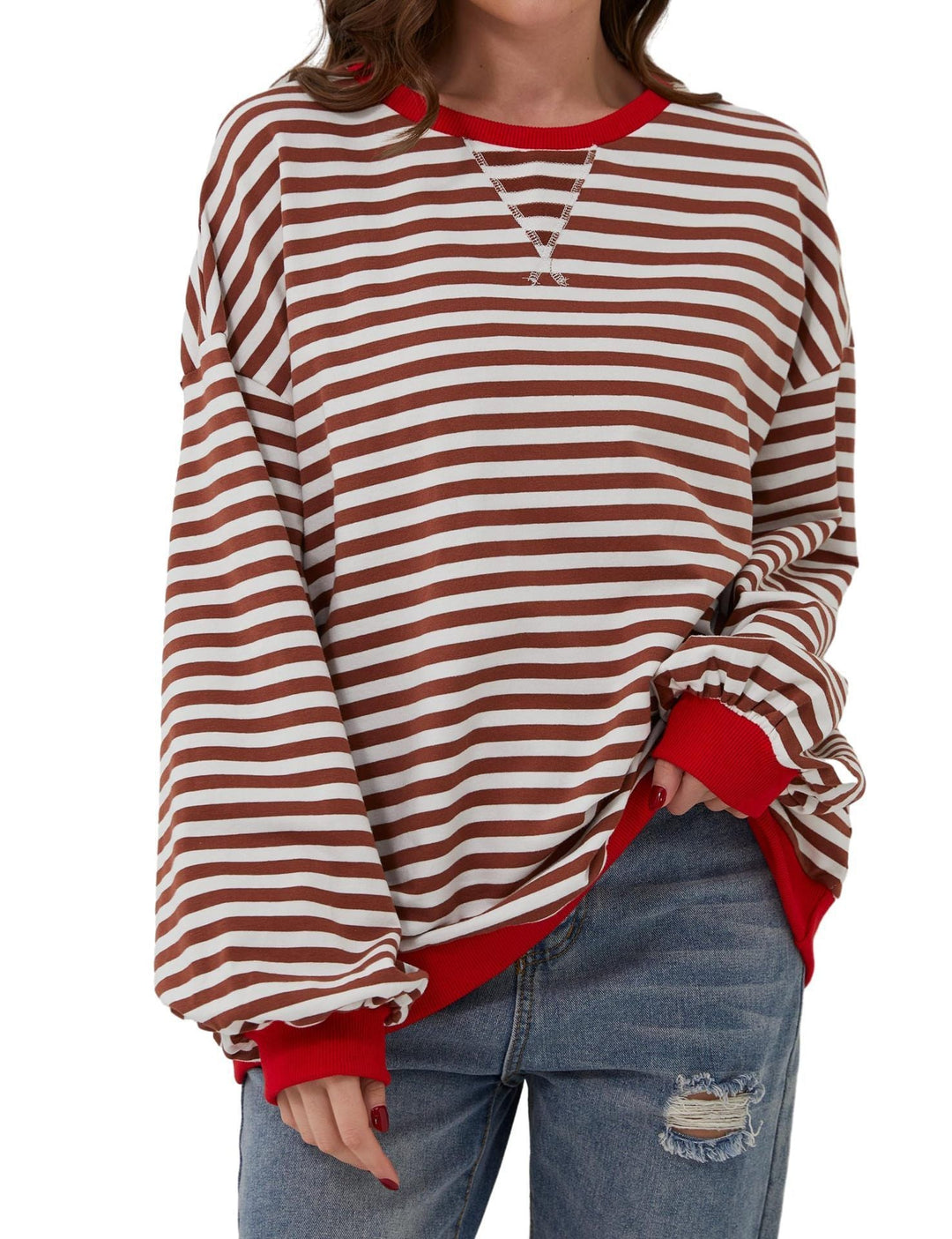 R&B | Eleganter, lockerer Damenpullover mit Streifen