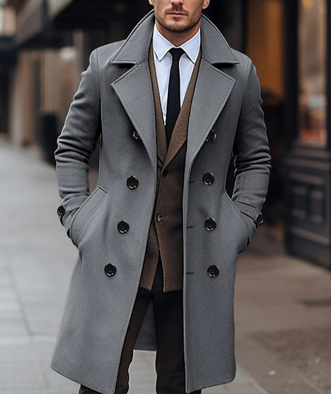R&B | Eleganter Männer-Doppelreiher-Mantel
