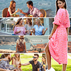 Damen Sommerkleid V-Ausschnitt Print