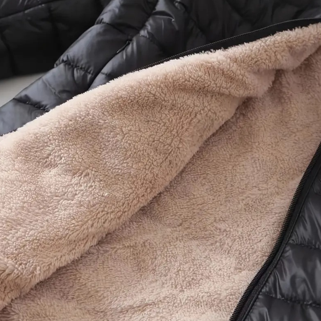 R&B | Damen Kunstpelz Futter Gesteppte Kapuzenjacke