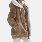 R&B | Fleece Übergroße Fleecejacke Kapuzen-Reißverschlussjacke