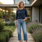 Damen Retro Jeans mit geradem Bein und kurzem Schnitt für Damen