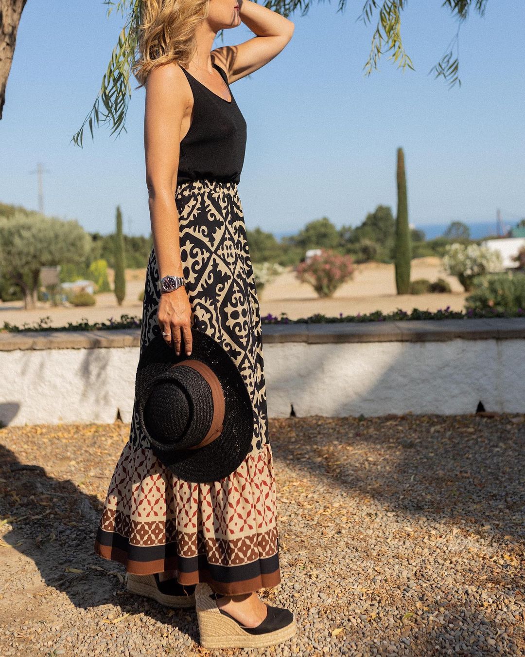 R&B | Boho Lange Rock mit Print