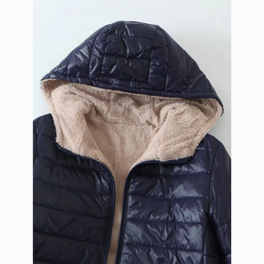 R&B | Luxuriöse Fleecegefütterte gepolsterte Jacke mit Kapuze für zusätzlichen Komfort Ideal für Herbst/Winter