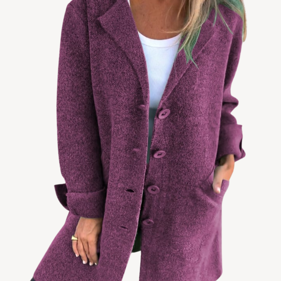 R&B | Frauen Wollmischung Langjacke mit Knopfverschluss