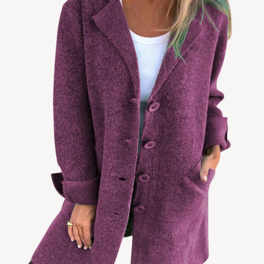 R&B | Frauen Wollmischung Langjacke mit Knopfverschluss