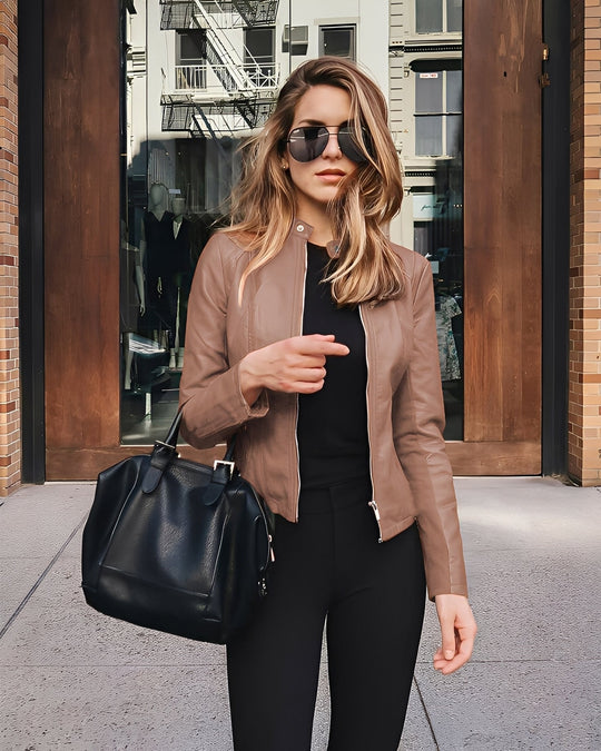 R&B | Stylische, eng geschnittene Damenlederjacke